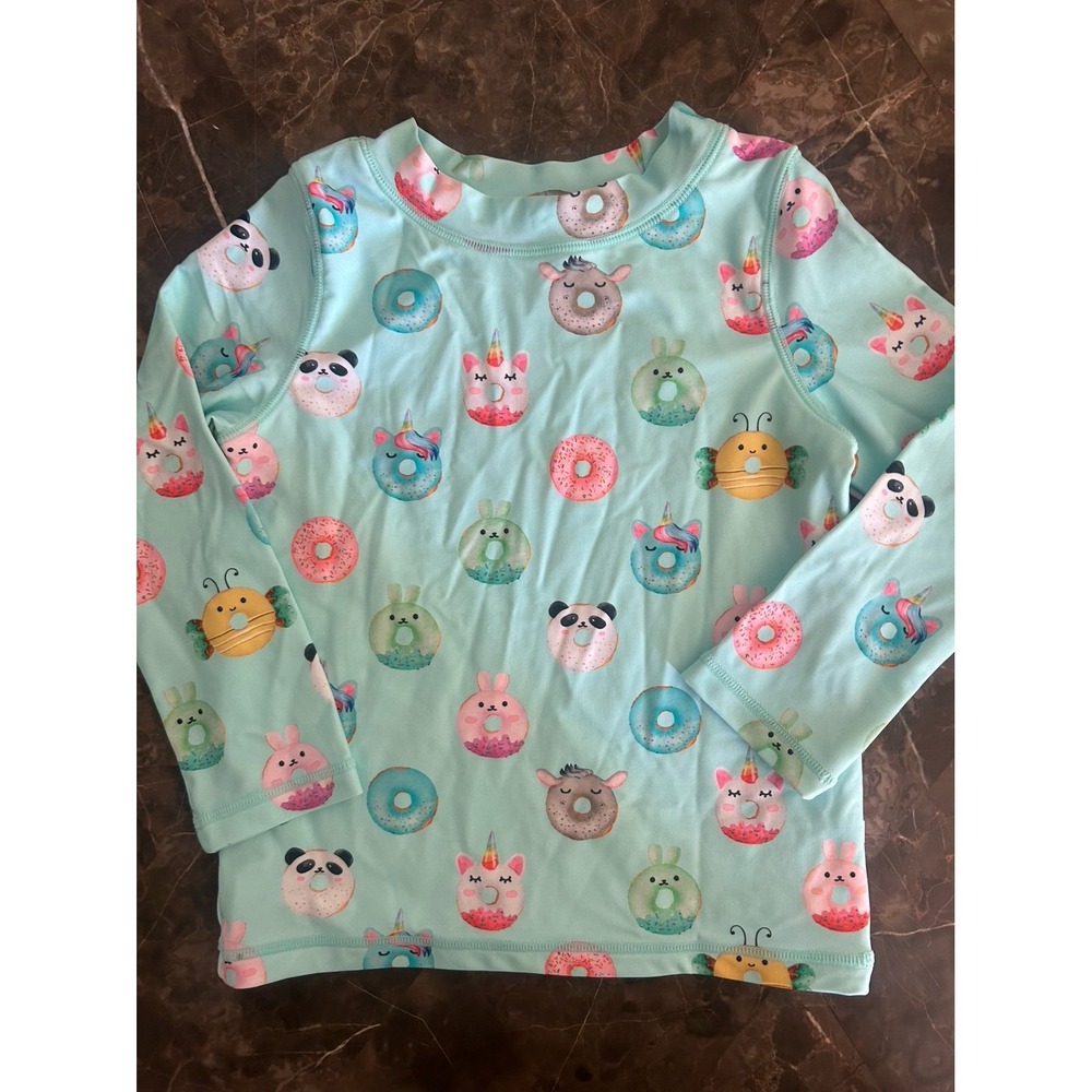 Posh Peanut Girls Long Sleeve Swim Rash Guard Donuts Size 5T